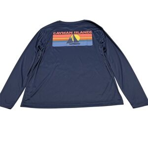 C&C California Rash Guard L Blue Cayman Island Back Graphic UPF 50‎ Quick Dry